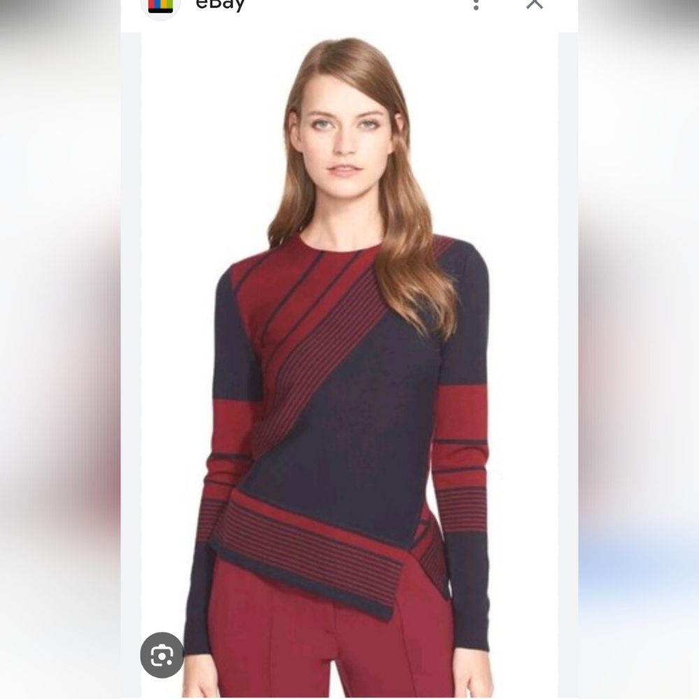 Tory Burch Red navy Blue A Line Wool Sweater